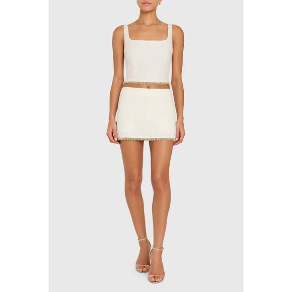 NEW AMANDA UPRICHARD jace square neck top in ivory - Picture 5 of 5